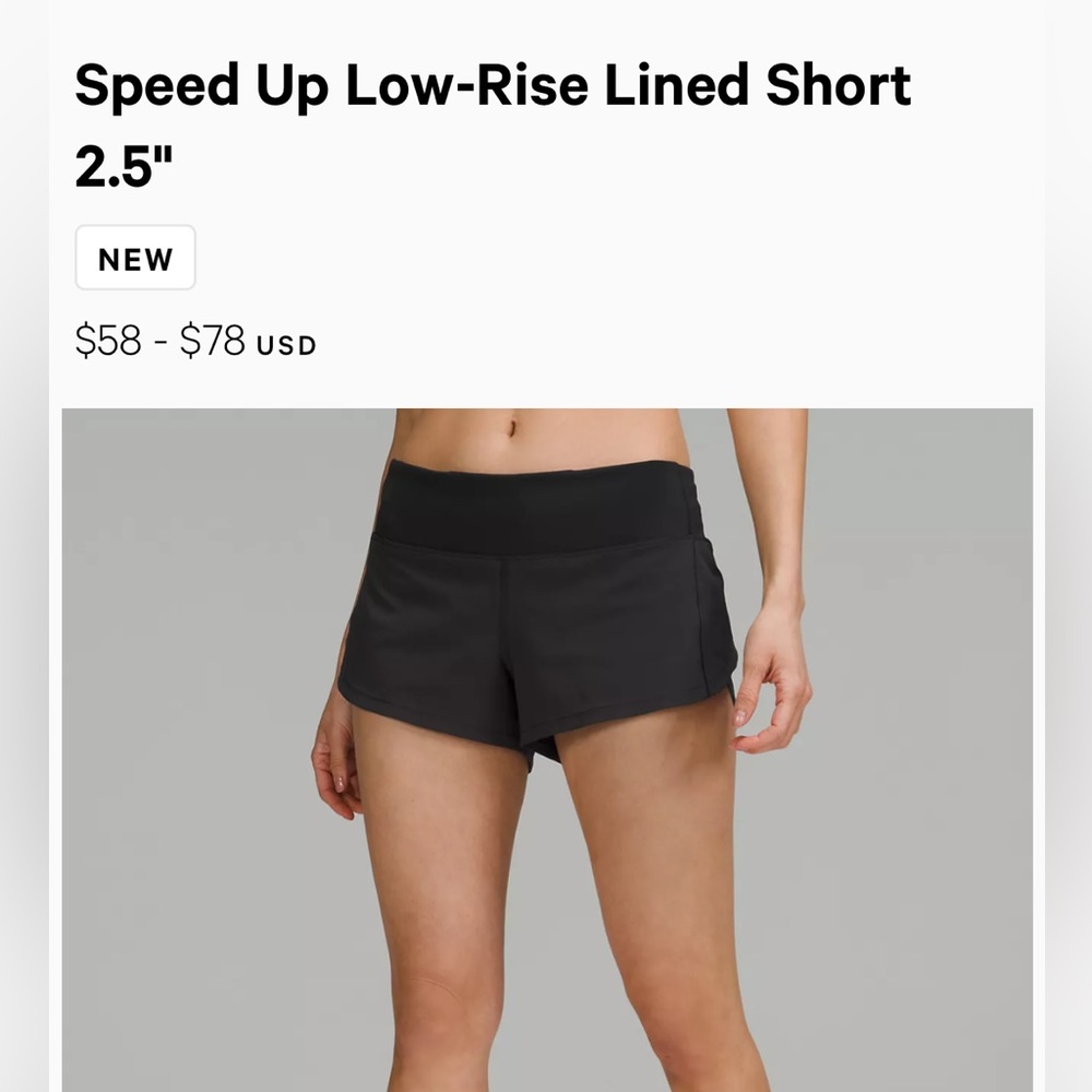 Lululemon Speed up Low Rise 2.5in Short